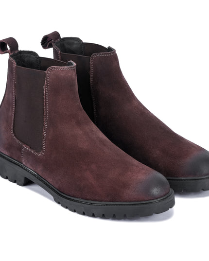 S&B Round Suede Leather Chelsea - Brown