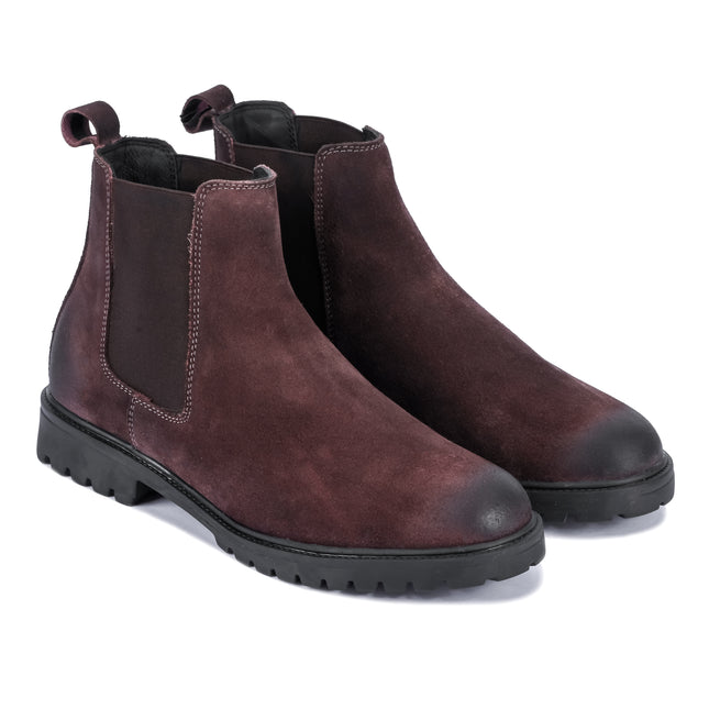 S&B Round Suede Leather Chelsea - Brown