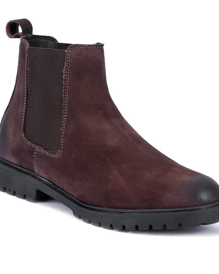 S&B Round Suede Leather Chelsea - Brown