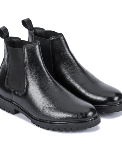 S&B Round Milled Leather Chelsea - Black