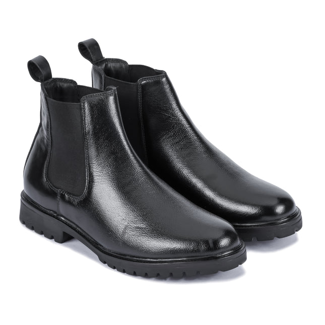 S&B Round Milled Leather Chelsea - Black