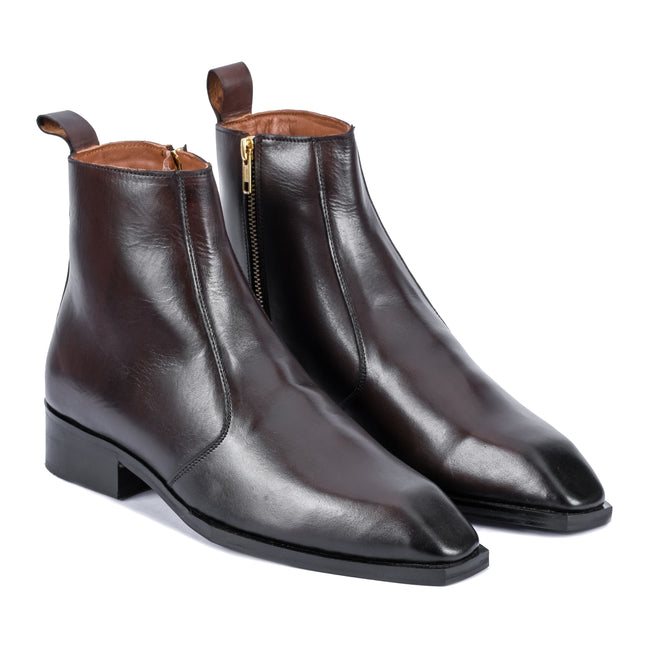 S&B Square-Toe Cuban Chelsea - Brown