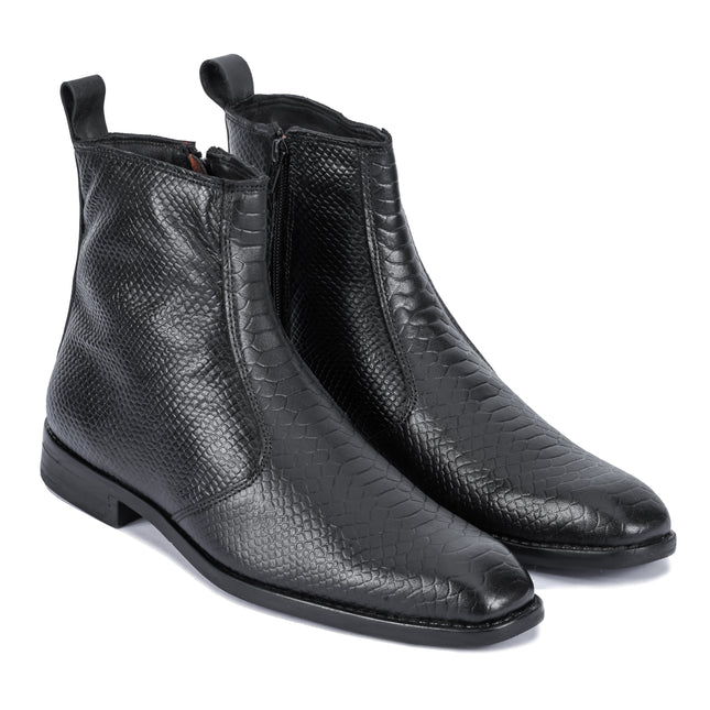 S&B Italian Croco Chelsea - Black