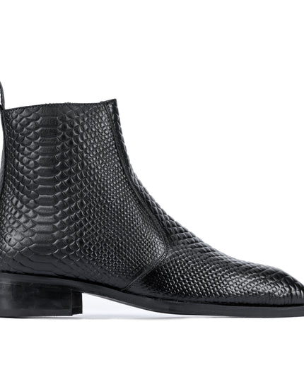 S&B Croco square-Toe Cuban Chelsea - Black