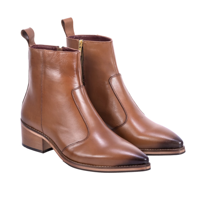 S&B Cowboy Pointed Chelsea - Tan
