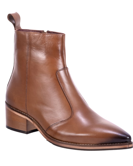 S&B Cowboy Pointed Chelsea - Tan