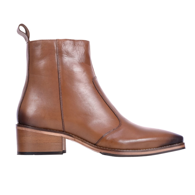 S&B Cowboy Pointed Chelsea - Tan