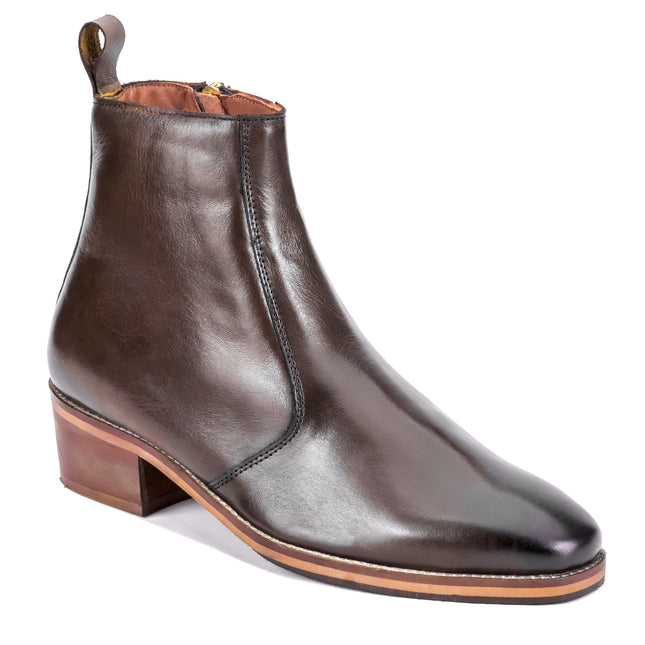 S&B T-Shape Wooden Sole Cuban Chelsea - Brown