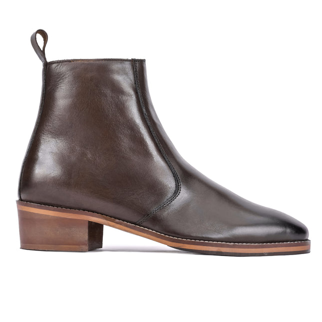 S&B T-Shape Wooden Sole Cuban Chelsea - Brown