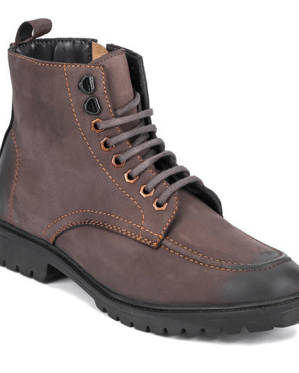 S&B Nubuck Leather Moc-Toe Boot - Brown