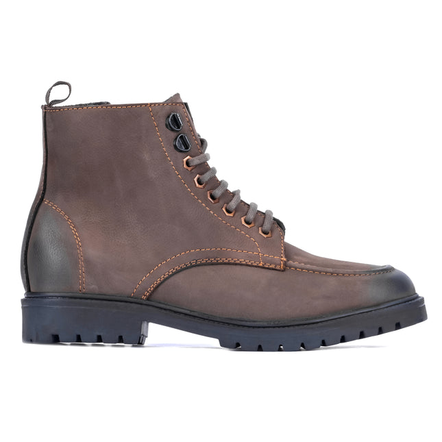 S&B Nubuck Leather Moc-Toe Boot - Brown