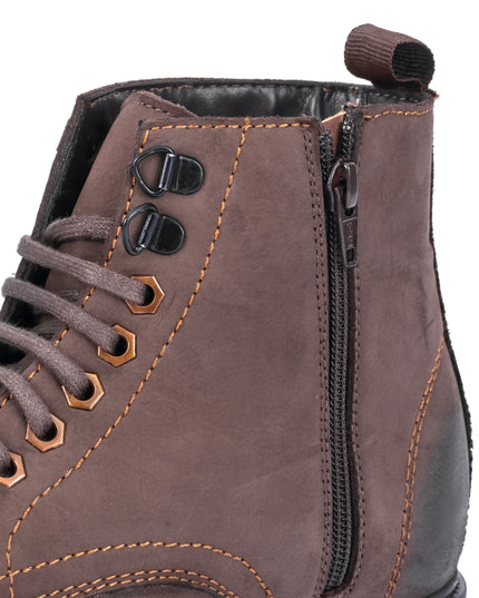 S&B Nubuck Leather Moc-Toe Boot - Brown