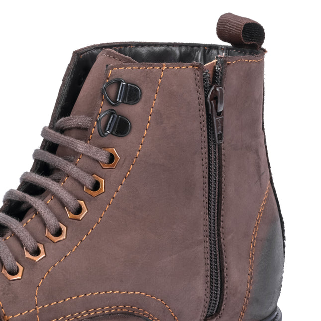 S&B Nubuck Leather Moc-Toe Boot - Brown