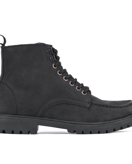 S&B Nubuck Leather Moc-Toe Boot - Black