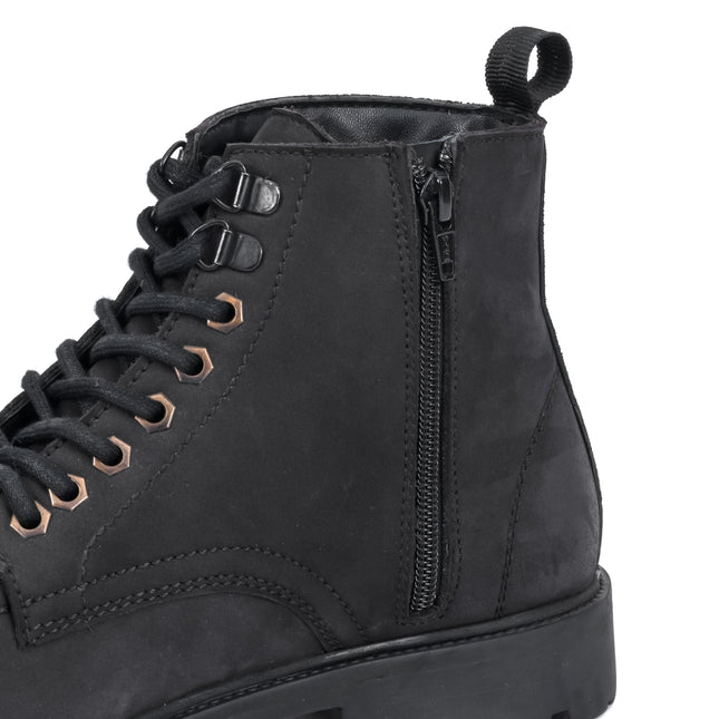 S&B Nubuck Leather Moc-Toe Boot - Black