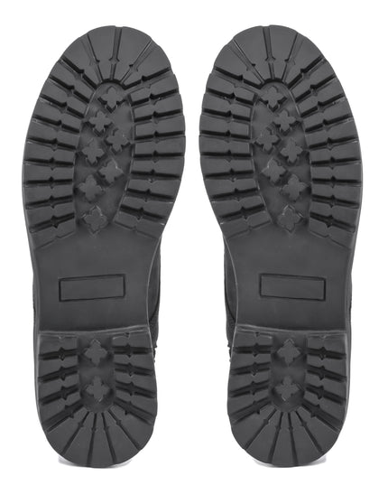 S&B Nubuck Leather Moc-Toe Boot - Black