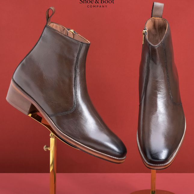 S&B T-Shape Wooden Sole Cuban Chelsea - Brown