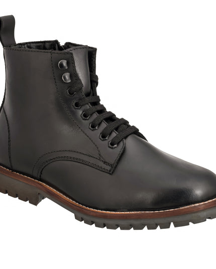 S&B Black Oil Pull-Up Lace-Up Boots