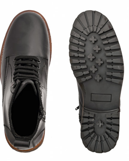 S&B Black Oil Pull-Up Lace-Up Boots