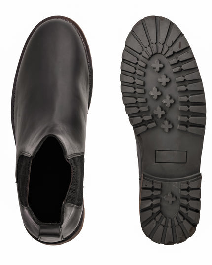 S&B Black Rugged Chelsea Boots