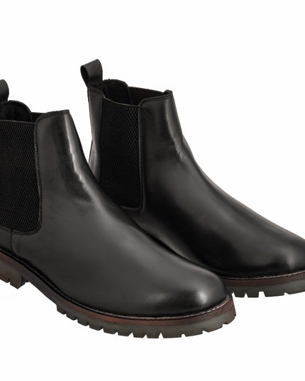 S&B Black Rugged Chelsea Boots