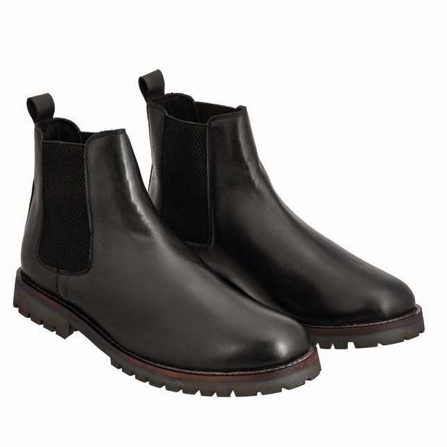 S&B Black Rugged Chelsea Boots