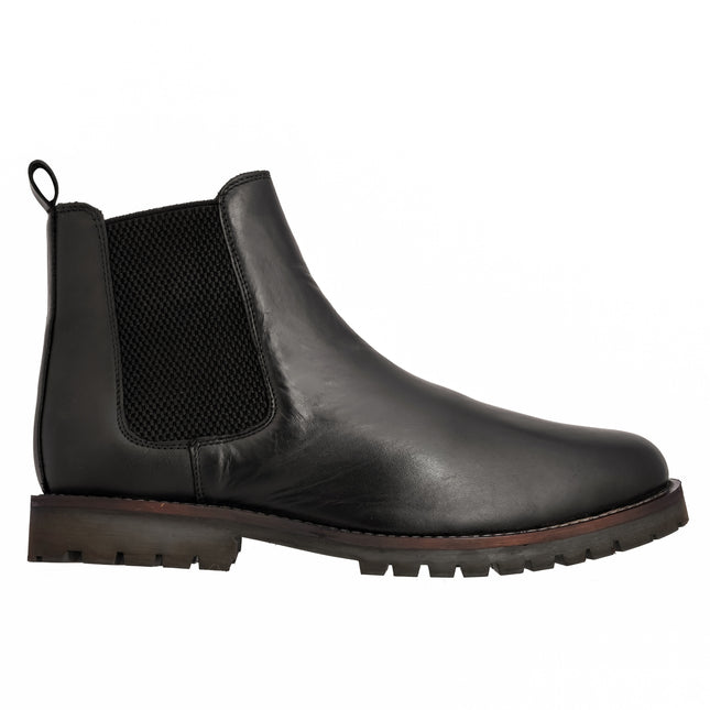 S&B Black Rugged Chelsea Boots