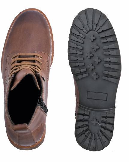 S&B Brown Oil Pull-Up Lace-Up Boots