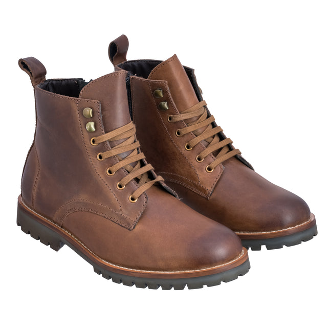S&B Brown Oil Pull-Up Lace-Up Boots
