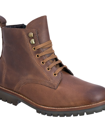 S&B Brown Oil Pull-Up Lace-Up Boots