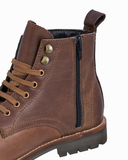 S&B Brown Oil Pull-Up Lace-Up Boots