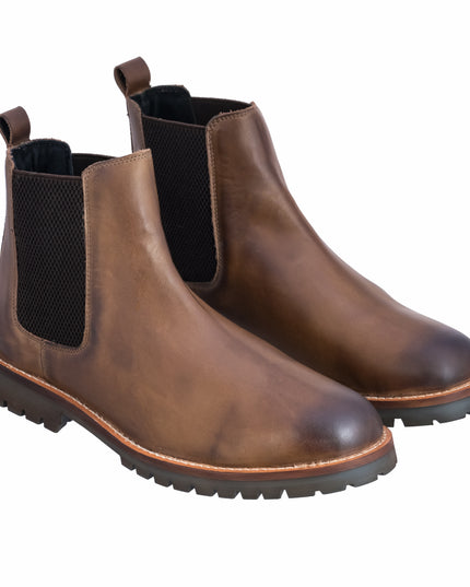 S&B Brown Rugged Chelsea Boots
