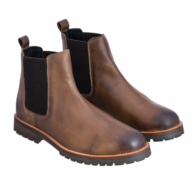 S&B Brown Rugged Chelsea Boots