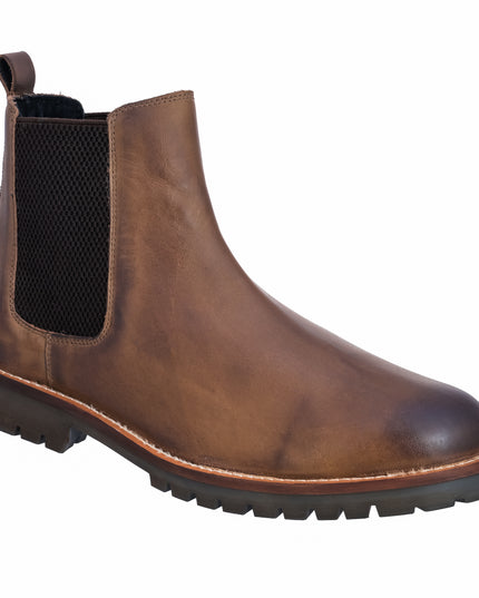 S&B Brown Rugged Chelsea Boots