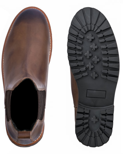 S&B Brown Rugged Chelsea Boots