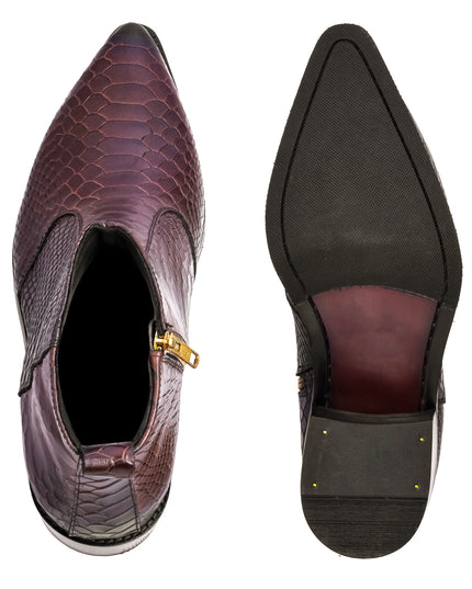 S&B Cherry Python Cowboy Chelsea Boots