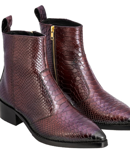 S&B Cherry Python Cowboy Chelsea Boots