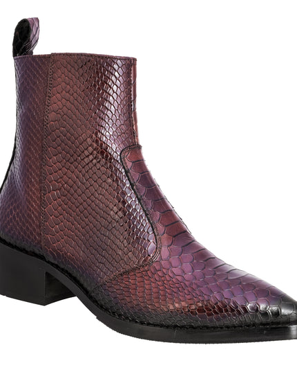 S&B Cherry Python Cowboy Chelsea Boots