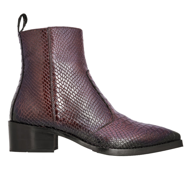 S&B Cherry Python Cowboy Chelsea Boots