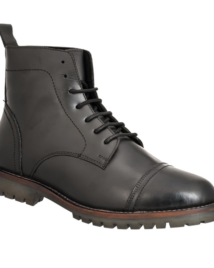 S&B Black Cap Toe Rugged Boots