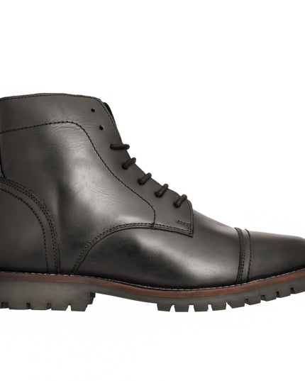 S&B Black Cap Toe Rugged Boots