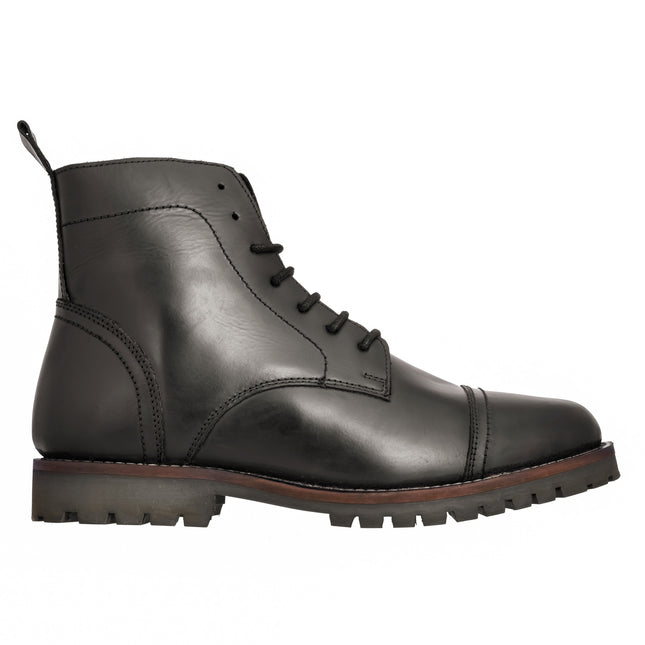 S&B Black Cap Toe Rugged Boots