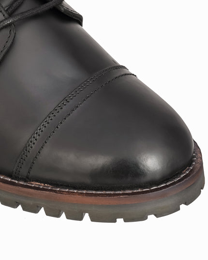 S&B Black Cap Toe Rugged Boots