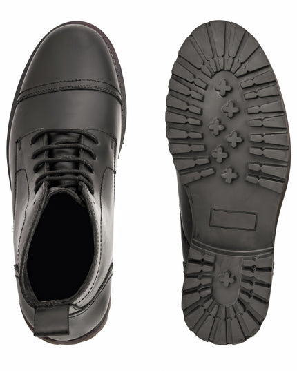 S&B Black Cap Toe Rugged Boots
