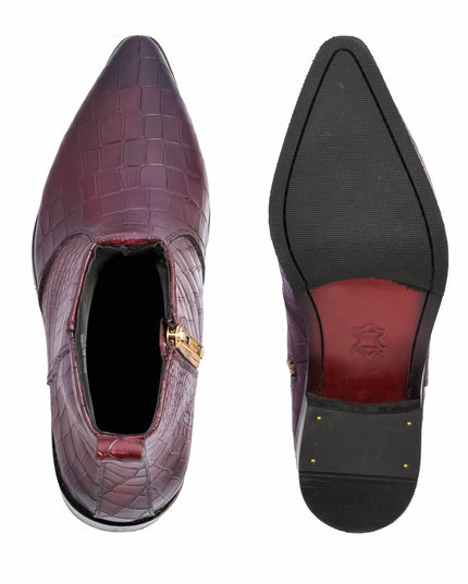 S&B Cherry Croco Cowboy Chelsea Boots