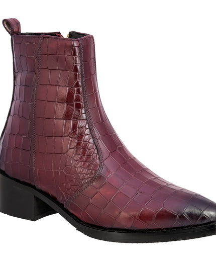 S&B Cherry Croco Cowboy Chelsea Boots