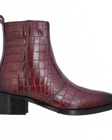 S&B Cherry Croco Cowboy Chelsea Boots