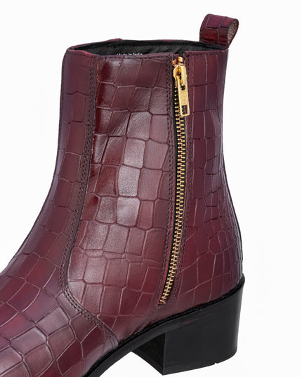 S&B Cherry Croco Cowboy Chelsea Boots
