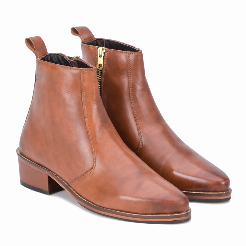 S&B Pointed Cuban Chelsea - Tan