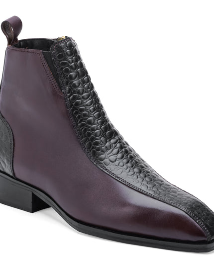 S&B Croco Strip Square-Toe Chelsea - Cherry